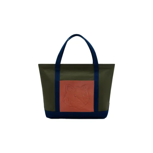 Maison Kitsune Хлопок Тоут Сумка Сумка для покупок Сумка Женская Армейский зеленый Чернильно-синий