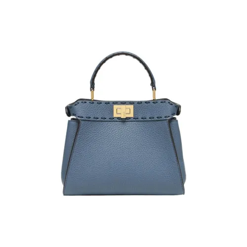 FENDI Peekaboo Кожа Сумка через плечо Сумка Мини Женская Синяя