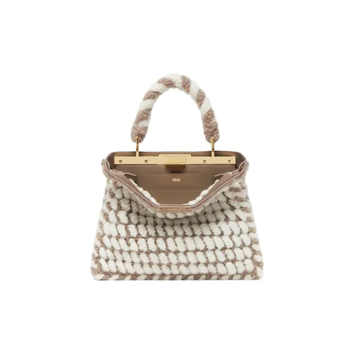 FENDI Peekaboo ISeeU Овчина Сумка через плечо Сумка Средний Женские Серый Белый