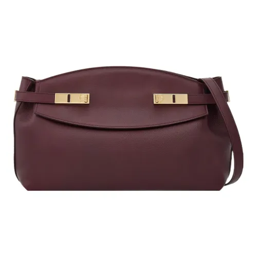 FERRAGAMO Телячья кожа Вечерняя сумка Сумка через плечо Большая Женская Темный цвет Бароло