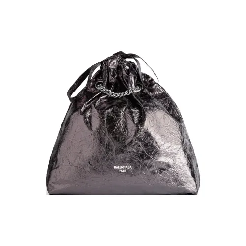 Balenciaga Crush Коровья кожа Одно плечо Сумка Средний Женский Темно-серый