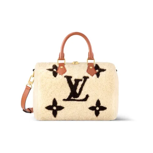 LOUIS VUITTON Speedy Shearling Pillow Bag Single Shoulder Crossbody Bag Travel Bag Regular Women's Cream Brown