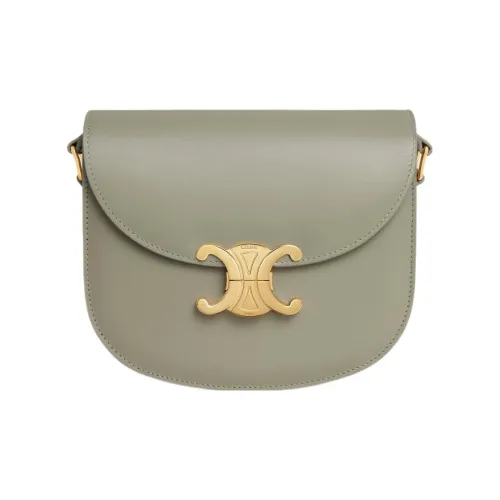 CELINE Besace Сумка через плечо из коровьей кожи женская серая зеленая