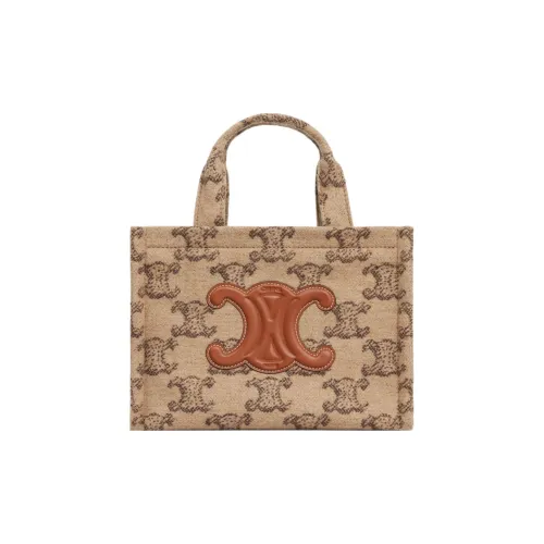 CELINE Cabas Thais Ткань с коровья кожа Тоут Сумка Сумка для покупок Сумка Маленькая Женская CAMEL