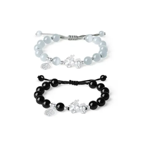 7℃ Черный агат Стекло Кошачий глаз Браслеты Унисекс