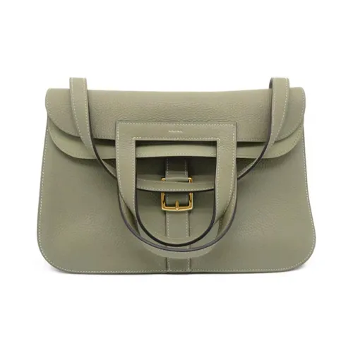 HERMES Halzan Кожа Taurillon Clemence Horseshoe Сумка Сумка через плечо Сумка через плечо Женская Q1 Sauge Шалфейно-зеленый