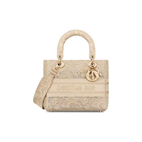 DIOR LADY D Лайт Вышивка Сумка через плечо Сумка Средний Женская Светло-коричневая