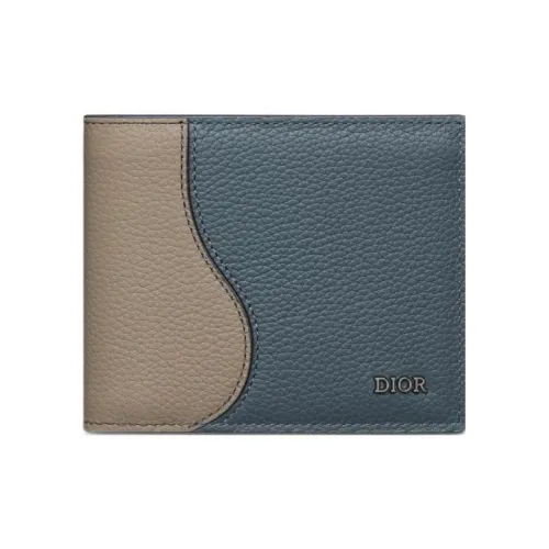 DIOR Рельеф Телячья кожа Кошелек Стандартный Женский Коричневый и Темно-серый