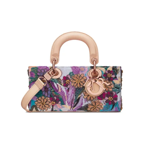 DIOR LADY D JOY Embroidery Сумка Lady Dior Сумка через плечо Сумка Маленькая Женская Фиолетовая Многоцветная