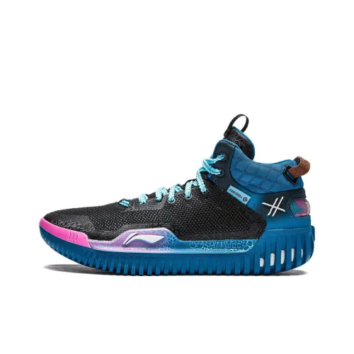 LOL x LINING Badfive 3 Амортизаторы Oтскок MID Баскетбольные кроссовки Мужской Черный Синий