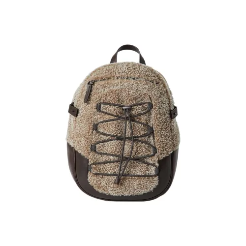 BRUNELLO CUCINELLI Shearling с матовой телячьей кожей рюкзак женский цвет ржавый коричневый