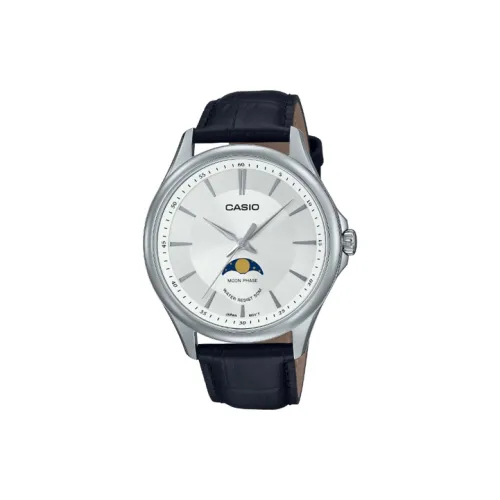 CASIO Кварцевый механизм ремень из натуральной кожи унисекс белый циферблат