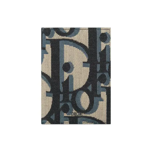 DIOR OBLIQUE Принт Ткань Холдер для паспорта Мужской Бежевый и Черный