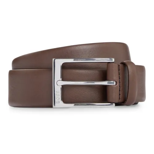 Hugo Boss Логотип Emblem Буква Запечатанный Шпилька Коровья кожа Ремни Мужской Коричневый Ширина 3,5CM