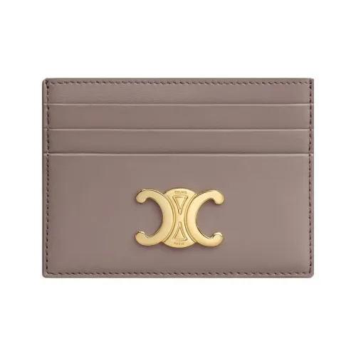 CELINE Triomphe Блестящий Телячья кожа Держатель для карт Стандартный Женский Гравийный серый
