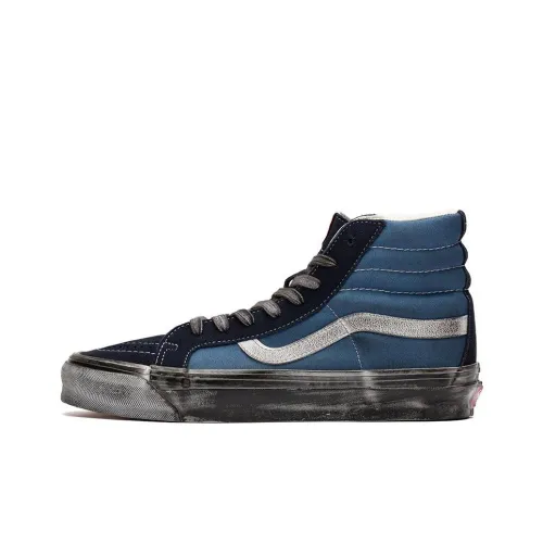 VANS SK8 LX OG 'Stressed Темно-синий' Высокие Кроссовки для скейтбординга Унисекс Синий Черный Белый