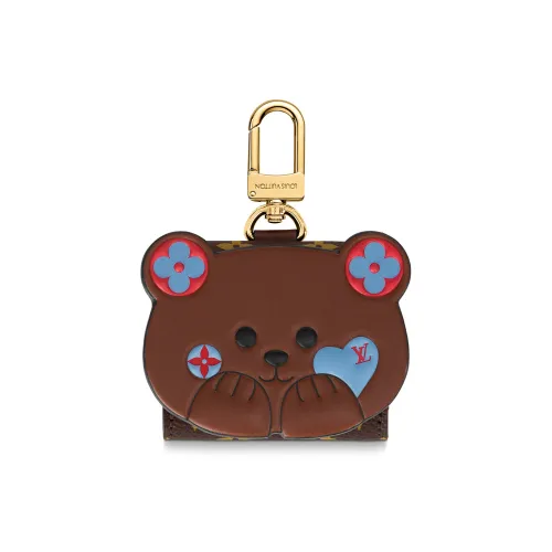 LOUIS VUITTON Кожа Панелированная Холст Чехол для наушников Женские Коричневый