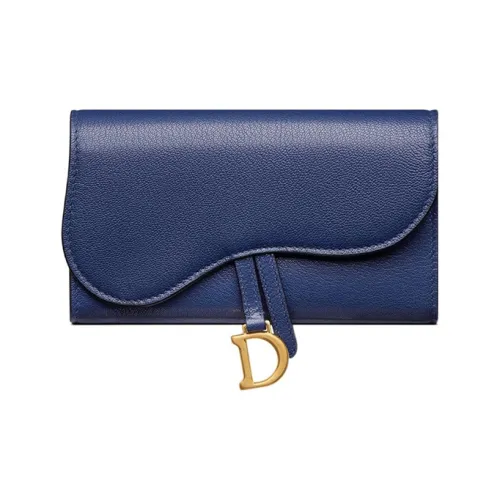 DIOR Седло Козья кожа Кошелек Женские Синий