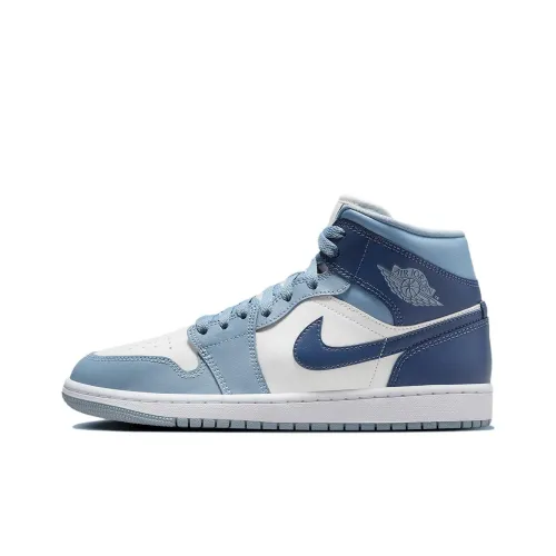 Jordan Air Jordan 1 Винтажные баскетбольные кроссовки MID Топ Белый Синий Женские