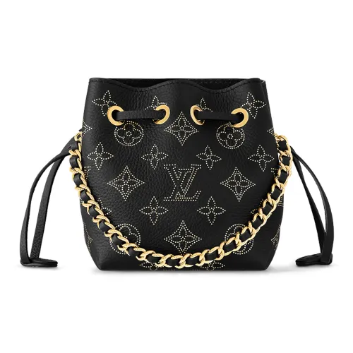 LOUIS VUITTON Bella Engraved Коровья кожа Ведрообразные сумки Сумки через плечо Сумка через плечо Женская Черная