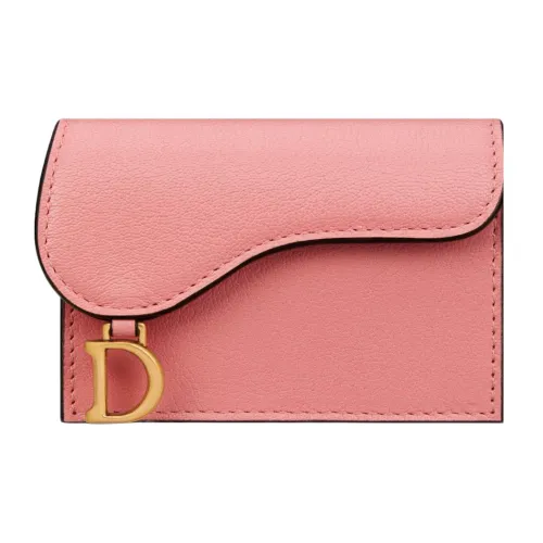 DIOR Седло Козья кожа Держатель для карт Держатель для карт Женский Светло-розовый