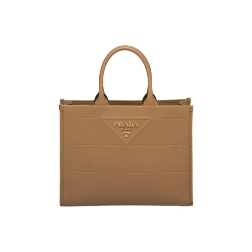 PRADA Symbole Кожа Тоут Сумка Сумка для покупок Сумка среднего размера Женская Карамель