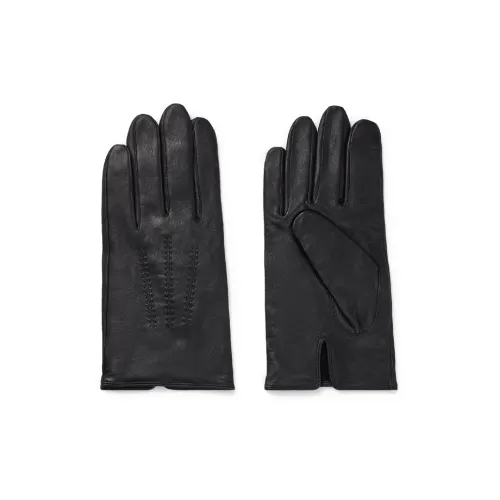 Hugo Boss Lambskin, Wool, Polyamide, Metal Gloves Men's