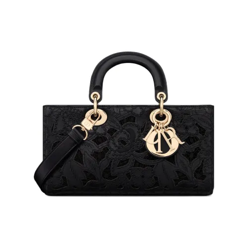 DIOR LADY D JOY Телячья кожа Сумка через плечо Сумка среднего размера Женская Черная