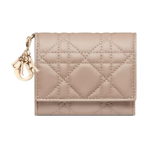 DIOR Lady Dior Мягкий клатч из овечьей кожи держатель для карт и кошелек женский цвет Hazelnut коричневый