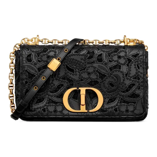 DIOR Caro Телячья кожа Сумка через плечо Средний Женский Черный