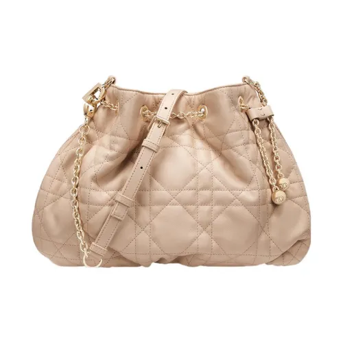 DIOR Lambskin Crossbody Bag Shoulder Bag Women's Beige