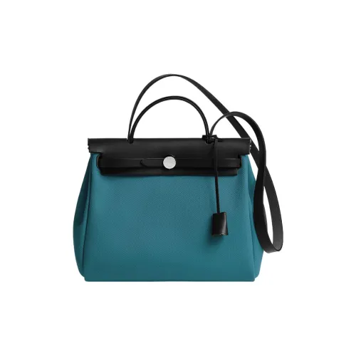 HERMES Herbag Zip Холст с сумкой Hunter из коровьей кожи сумка через плечо сумка через плечо женская новая джинсовый синий и черный