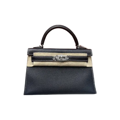 HERMES Mini Kelly 2nd Generation Сумка Kelly из козьей кожи Женская Черная