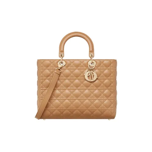 DIOR Lady Dior Lambskin Сумка Lady Dior Сумка через плечо Сумка Большая Женская Средняя Коричневая