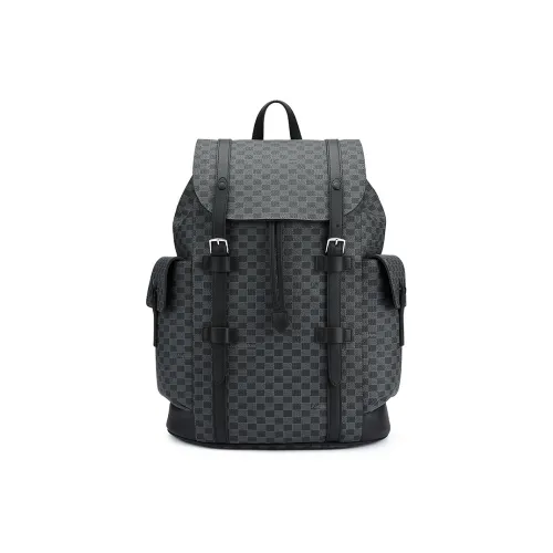 AQUASCUTUM Рюкзак из коровьей кожи мужской черный серый цвет темно-синий