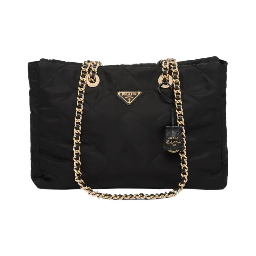 PRADA RE Edition Переработанный нейлон Парашют Сумка-тоут Сумка для покупок Сумка через плечо Большая Женская Черная