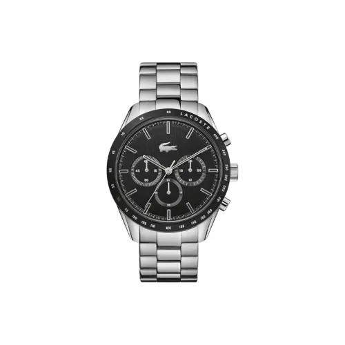 LACOSTE Boston Series Мужские часы Кварцевый механизм Ремешок из нержавеющей стали 42 мм Черный циферблат