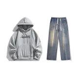 Set (Фотиния Серый Топ + Ностальгические Синие Джинсы)