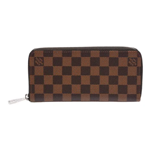 LOUIS VUITTON Zippy Canvas Leather Wallet Men's Brown