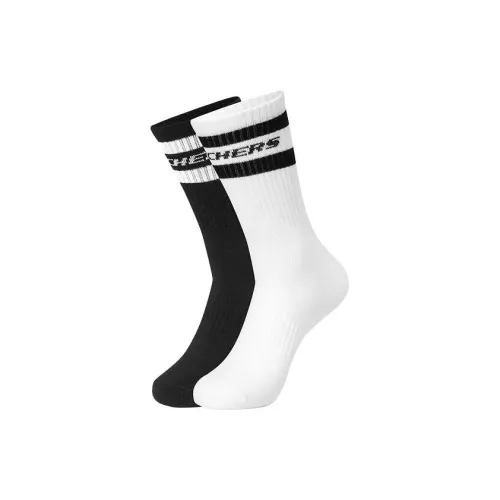 Skechers 2 шт Угольно-черный + Ярко-белый Унисекс MID Носки до икры