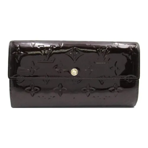 LOUIS VUITTON Лакированная кожа коровья кожа кошелек женский темно-красный