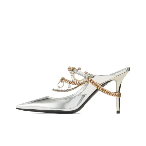 Jimmy Choo Bing Домашние тапочки Женские Серебряные