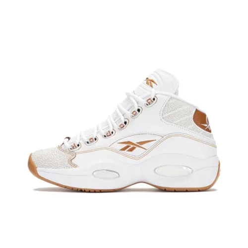 Reebok Question Винтажные баскетбольные кроссовки MID Топ Белый-коричневый Унисекс