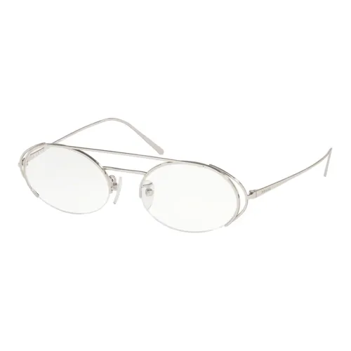 PRADA Титан Авиатор Оправы для очков Унисекс Серебряный