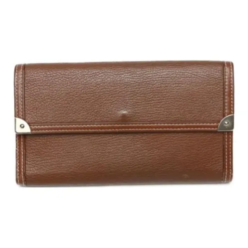 LOUIS VUITTON Кошелек из козьей кожи Мужской Коричневый
