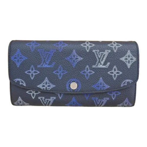 LOUIS VUITTON Монограмма Mahina Кожа Кошелек Унисекс Морской синий