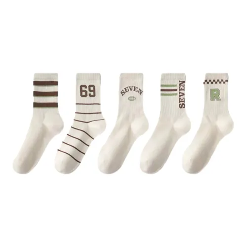 ЮЙЧЖАОЛИНЬ 5 пар Смешанные цвета Женские носки MID до икры