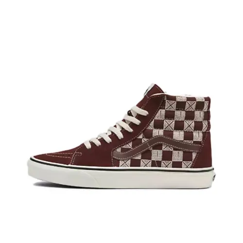 Vans SK8 Slip-Resistant Abrasion-Resistant High-Top Skateboard Shoes Unisex Red White Вансы SK8 противоскользящие устойчивые к истиранию высокие кеды для скейтбординга унисекс красный белый
