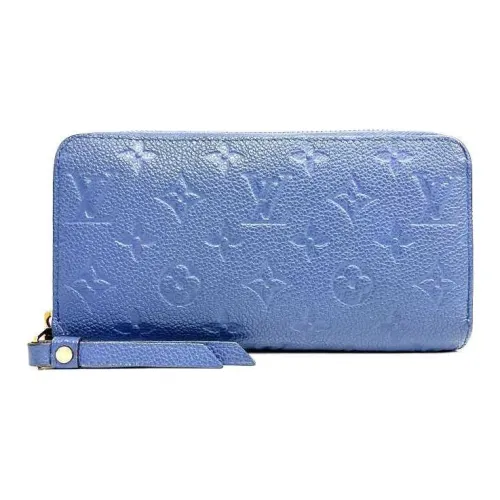 LOUIS VUITTON Zippy Monogram Empreinte Кожаный кошелек Унисекс Синий