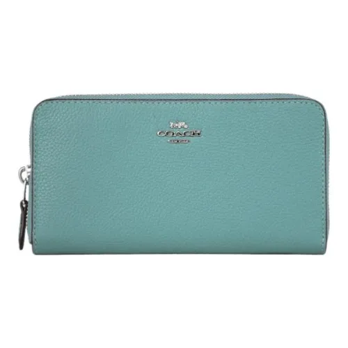 COACH Accordion Zip Кожа Кошелек Маленький Женский Океан Синий